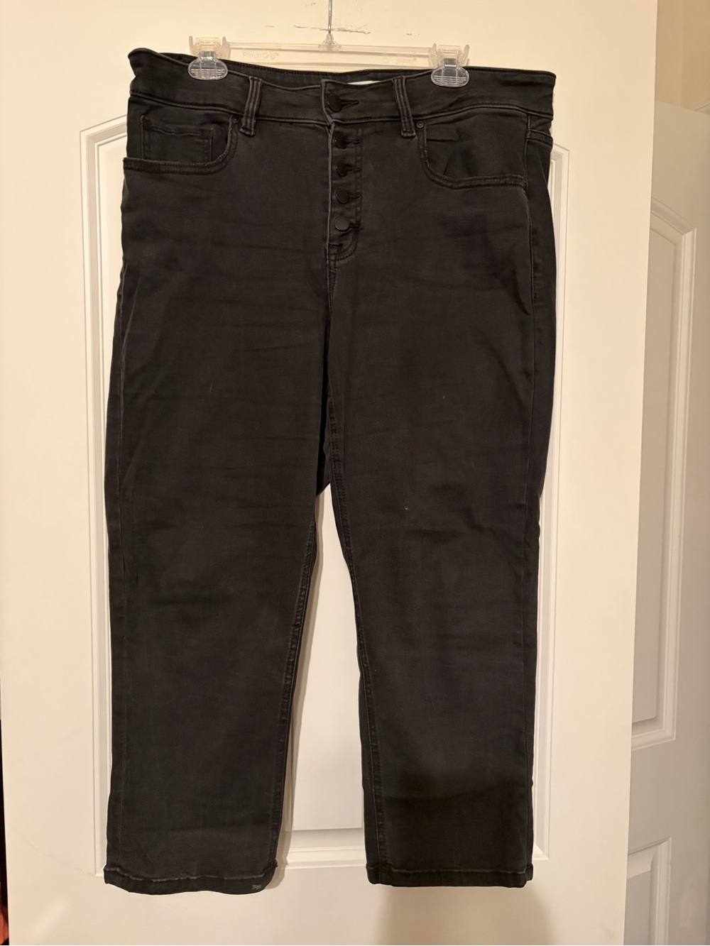 Lane Bryant Black Ankle Button-Fly Jeans